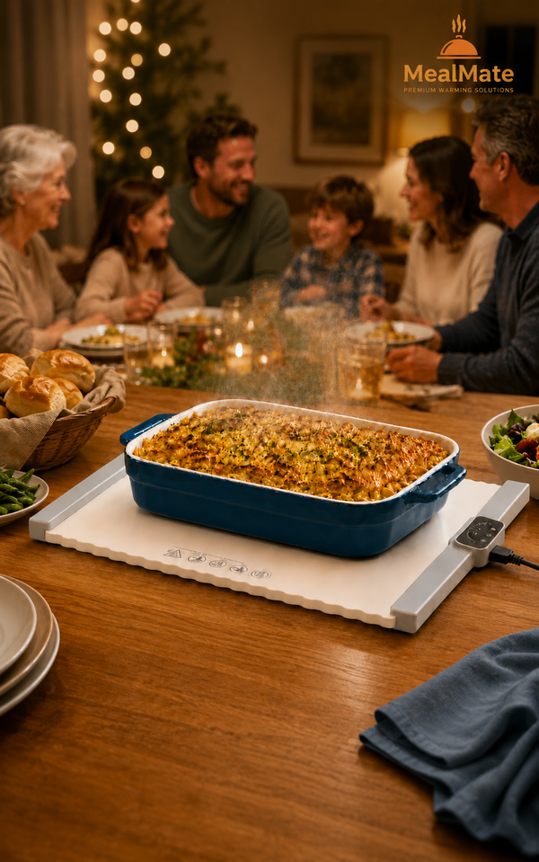 MealMate™ Everyday warming mat for kitchen appliances, with a soft heating surface and control dial for maintaining food warmth.
